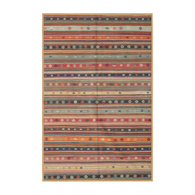 Tapis rayé brun / marron / vert