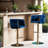 Set of 2 Velvet Upholstery Bar Stools – Chrome Footrest, Swivel, Height Adjustable Design for Kitchen or Bar-289279589