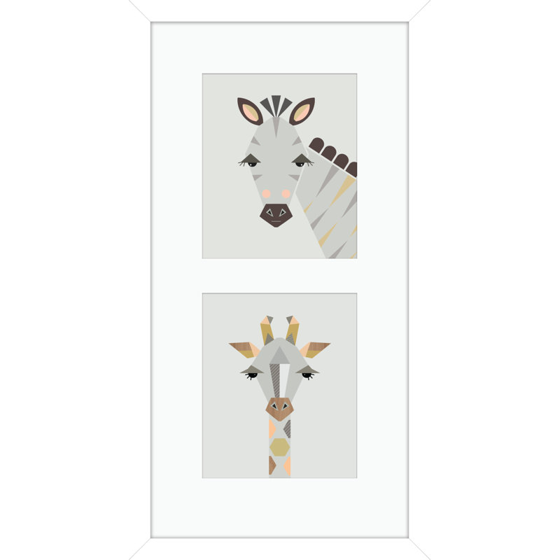 Zebra And Giraffe by Little Design Haus - Single Picture Frame Print