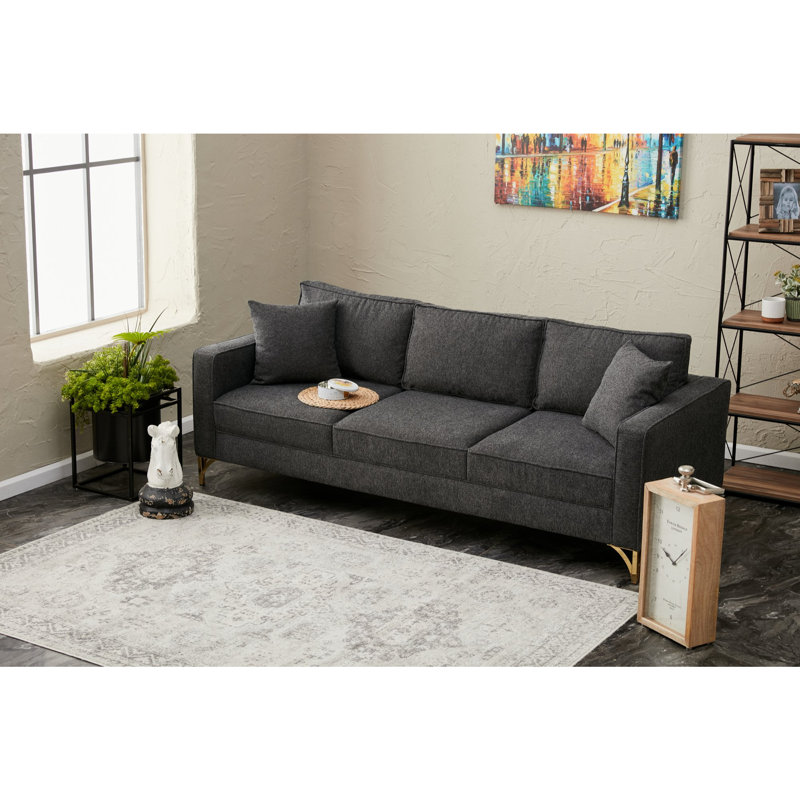 Canapé 86,6 po, 100 % polyester anthracite, Or