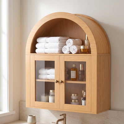 Arched Bathroom Wall Cabinet, Storage Cabinet with Adjustable Shelves for Kitchen Living Room Bathroom