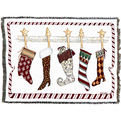 Pure Country Weavers Stockings were Hung Blanket - Gift Tapestry Throw Woven from Cotton - Made in The USA (72x54)