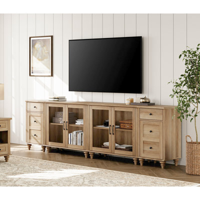 Buffet Scarlett avec 4 portes en verre et plusieurs tiroirs
