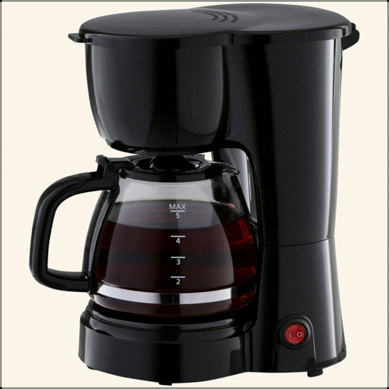5-Cup Drip Coffee Maker Black, New