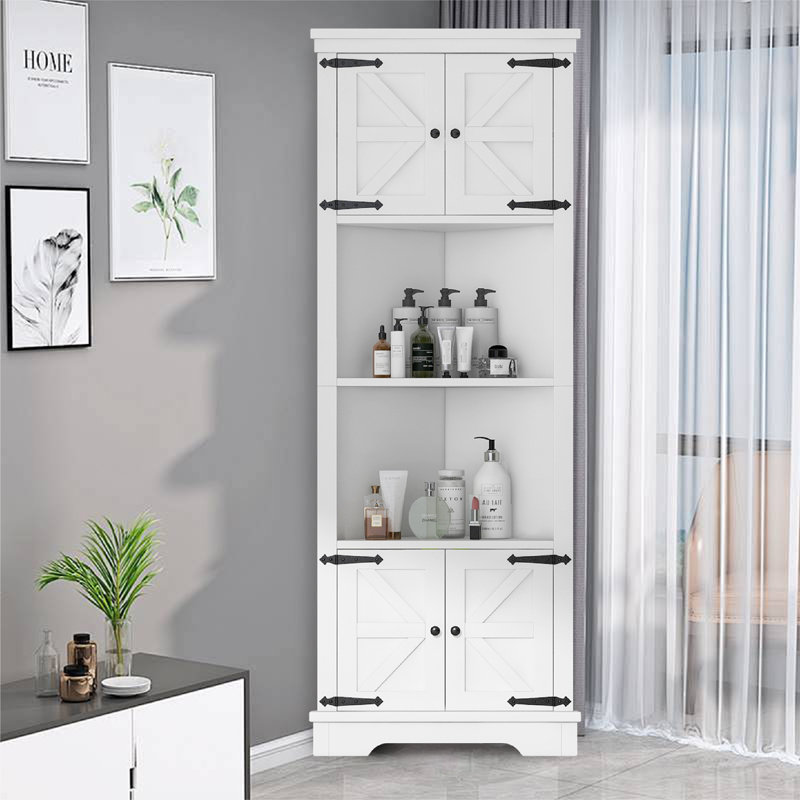 Lazavion Linen Cabinet, White/Black