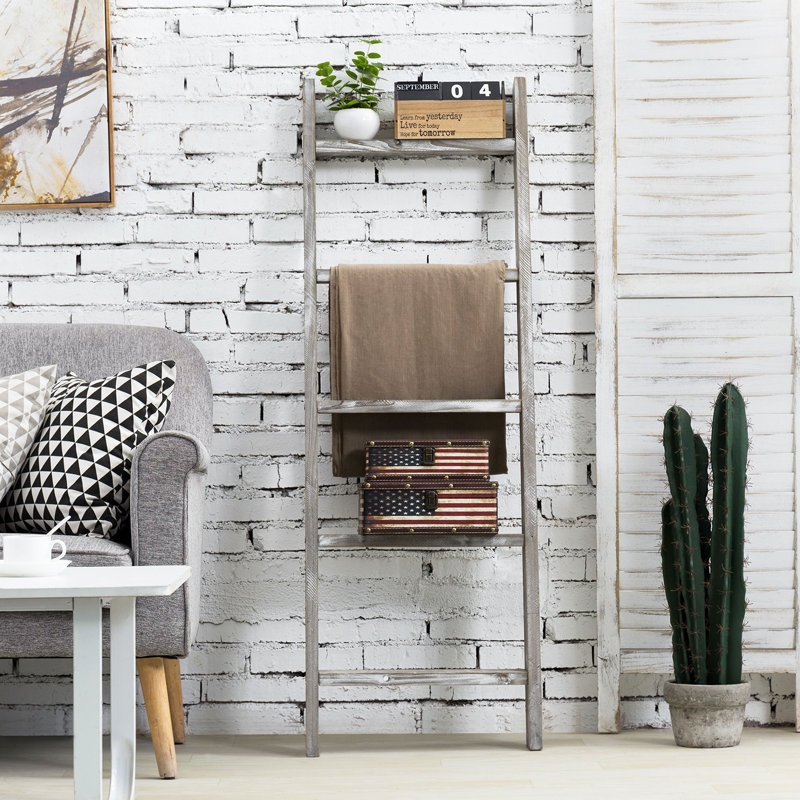 Wall-Leaning 4.5' Blanket Ladder, Grey