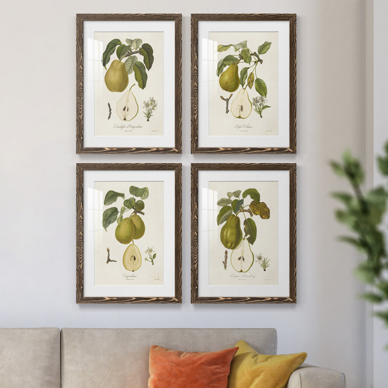 Vintage Pears I - ensemble de 4 reproductions de cadres photo, H 31,5 po x l 47 po x P 1,5 po, Noyer