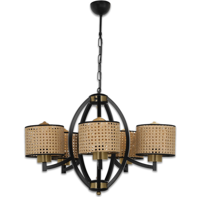 Lustre classique / traditionnel 5 lumières, Noir, Brun