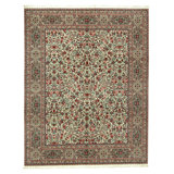 High-Quality Hand-Knotted Ivory And Green Area Rug