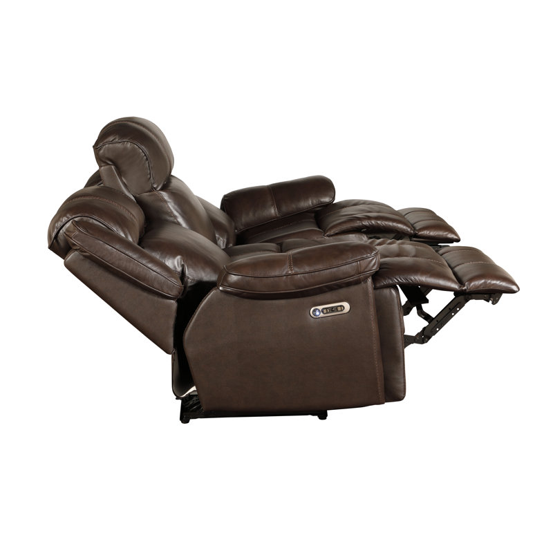 Canapé inclinable en cuir véritable 86 po Milladore, Brun de Florence