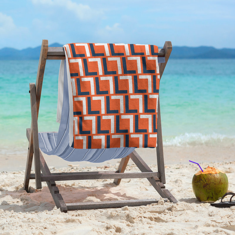 Beach Towel, Orange/Blue/White