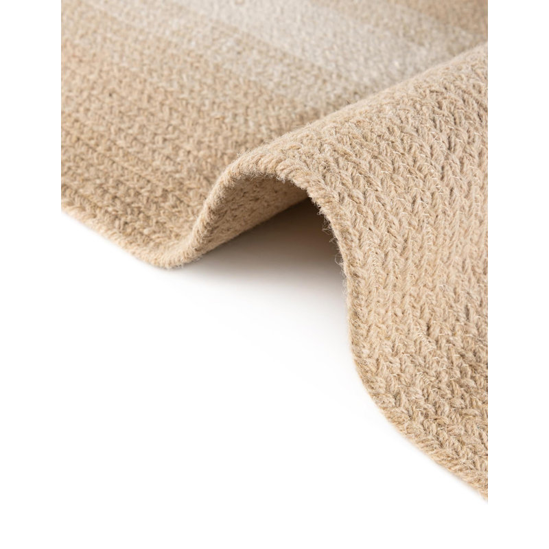  Ombre Hand Braided Wool Rug, Ivory, Rectangle 4'1" x 6'1"