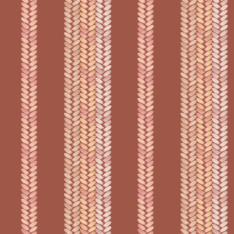 Pèlerin | Papier peint à rayures tissées , Rouge / rose