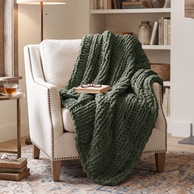 Hand-Knit Chenille Chunky Throw Blanket