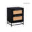 2-Drawer Solid Wood Nightstand with Cane Fronts-1563262683