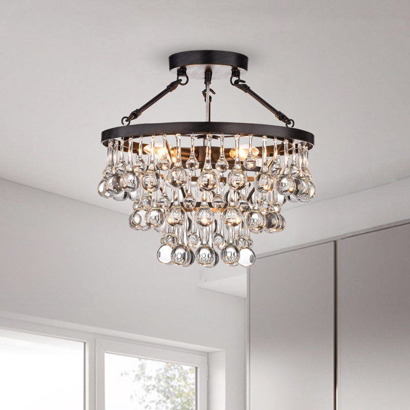 Kerr Glass Semi Flush Mount, Brownish Black