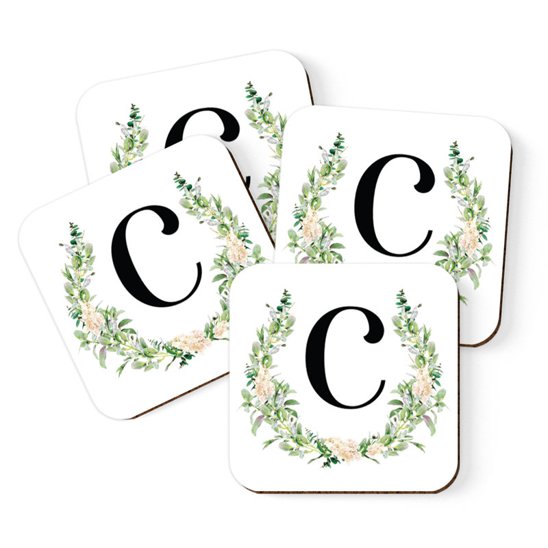 Verre à café sous-verre de jardin monogramme initiale B, C