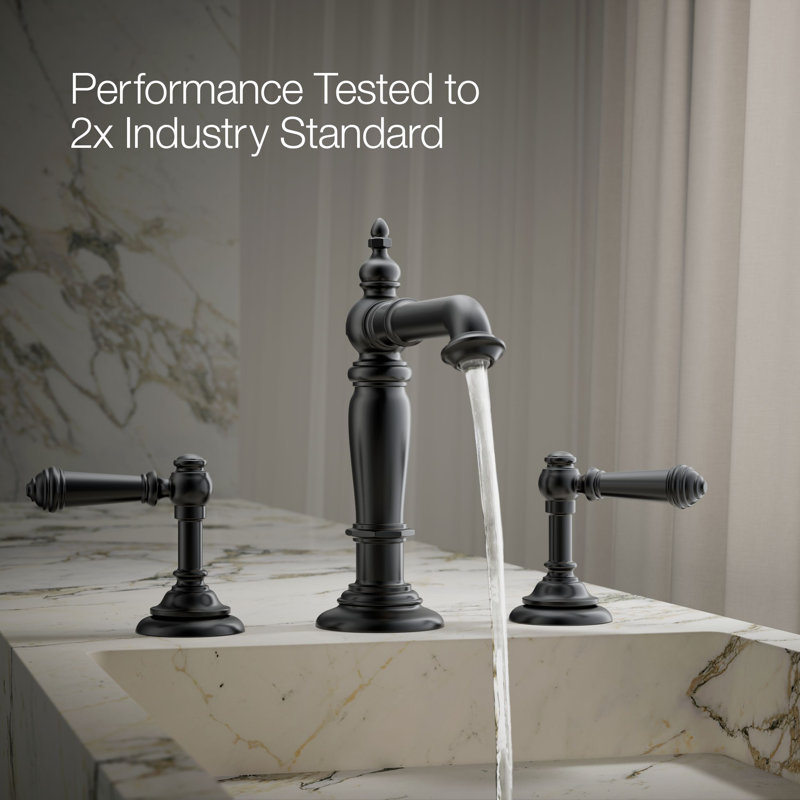 Artifacts® Widespread Bathroom Faucet with Drain Assembly, Matte Black