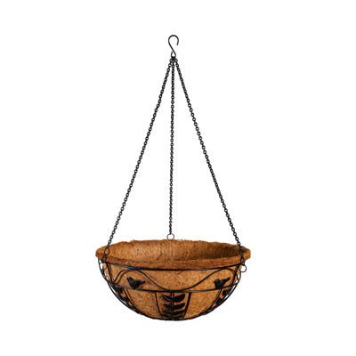 Hanging Metal Planter with Coco Liner, Birds