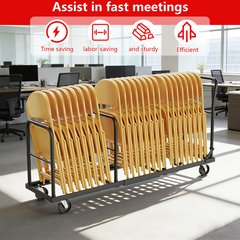 Chariot manuel industriel pliable pour chaise | Capacité de 2 000 lb, système de stabilité à 4 roues, mobilité tout-terrain | Idéal pour les salles de réception, les salles de banquet et les réceptions