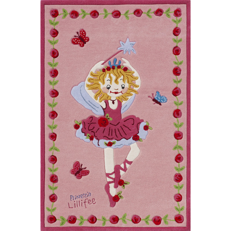 Princess Lillifee Tufted Pink Rug, Rectangle 110 x 170cm