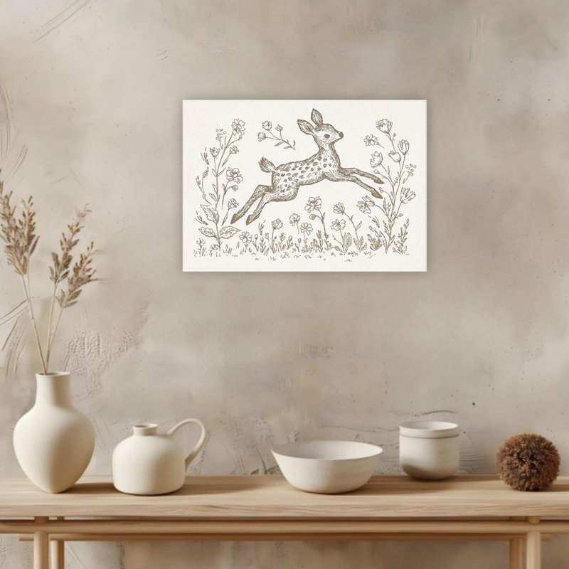 Art mural sur toile 24 "x 20" Jump Fawn
