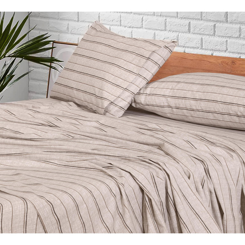 100% Cotton Sheets Sets Soft Crispy Percale Cooling Sheets 16 Inch Deep Pocket Bed Sheets, Queen Sheet Set with 2 Pillowcase