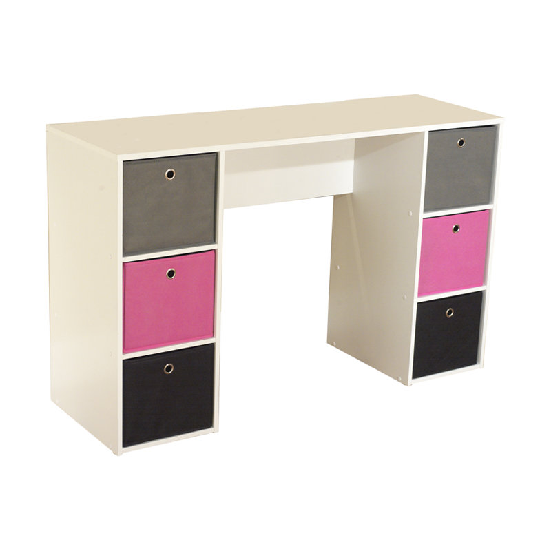 Meike Writing Desk, Pink / Black / Gray, White