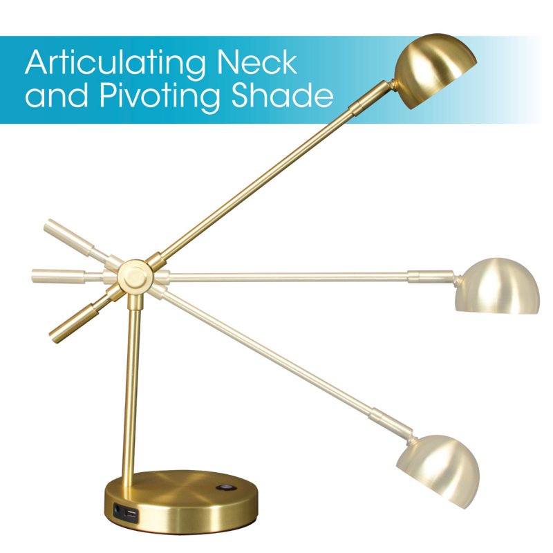 White Adjustable LED Desk Lamp with Touch Sensor and USB Port