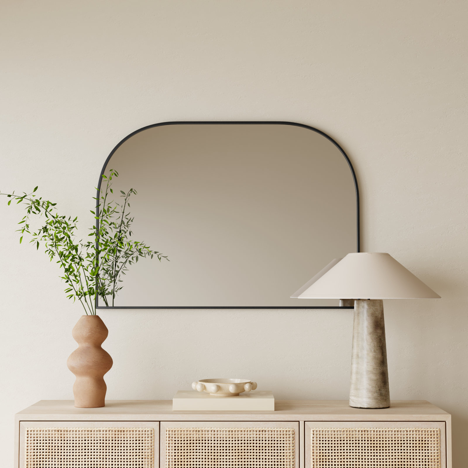 Sabine Metal Wide Arch Wall Mirror, Black, 30" x 42"