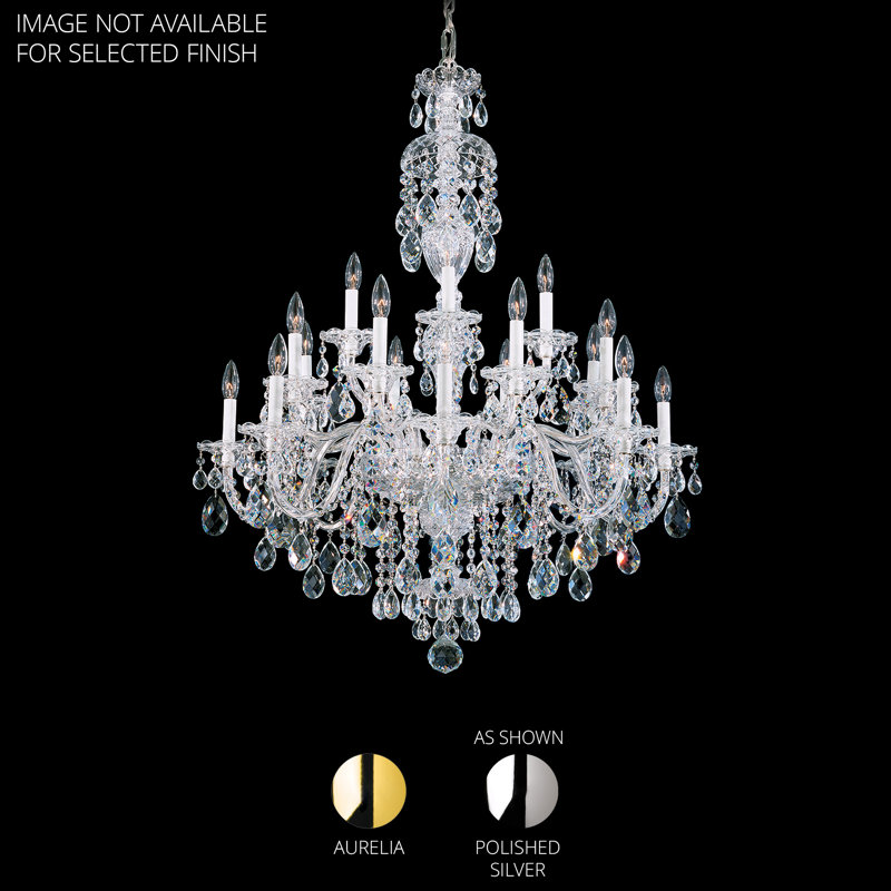 Sterling 20 Light 34in x 43in Three-Tier Chandelier in Gold with Clear Heritage Handcut Crystals, Czech, Gold