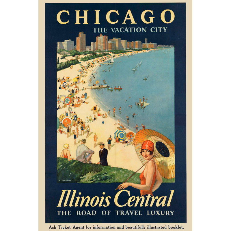 " Vintage Poster Chicago I " by Vintage Images on, Yes, Maple Single Picture Framed Paper, 18" H x 12" W