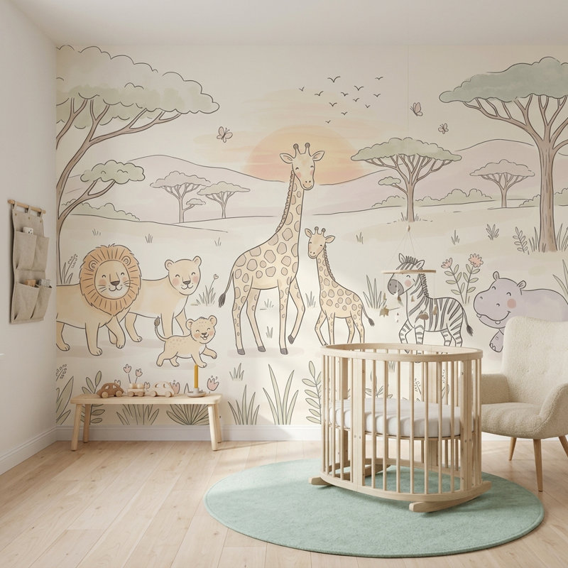Décoration murale amovible Safari, 100 po x 96 po, Non tissé