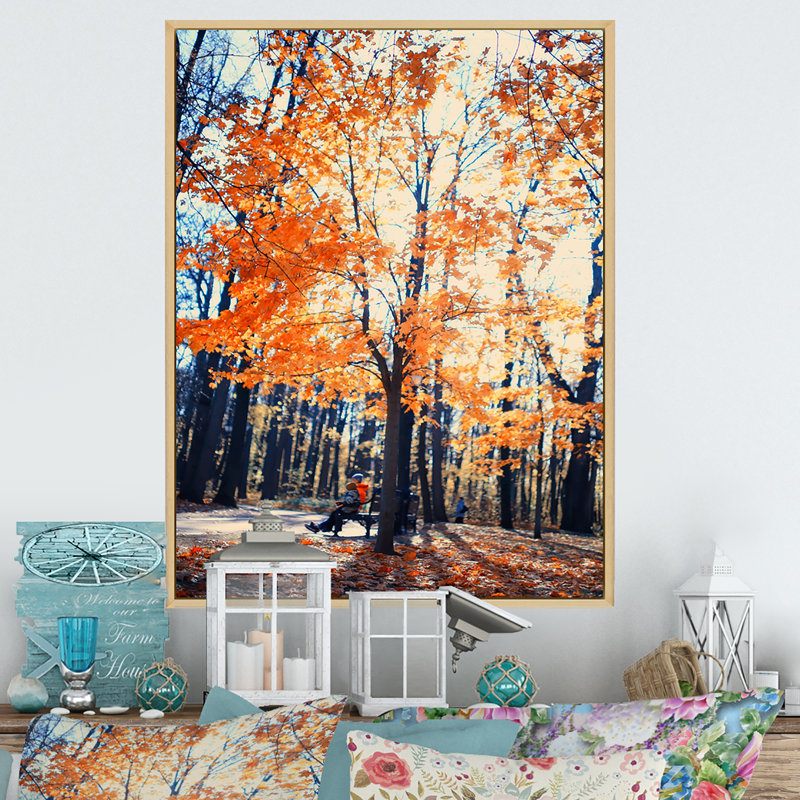 Mystic Yellow Fall Forest IV - Décoration murale traditionnelle sur toile, H 20 po x l 12 po x P 1 po