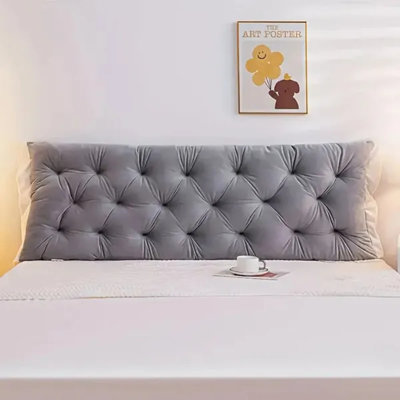 Natural Cotton Filled Headboard Pillow, 1.5 Meter Length, Adjustable Loft, Hypoallergenic & Breathable, Medium-firm Support For Bed