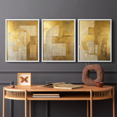 Abstract  Series  XXXV  -Set Of 3 Framed Giclee Prints -Ready to Hang