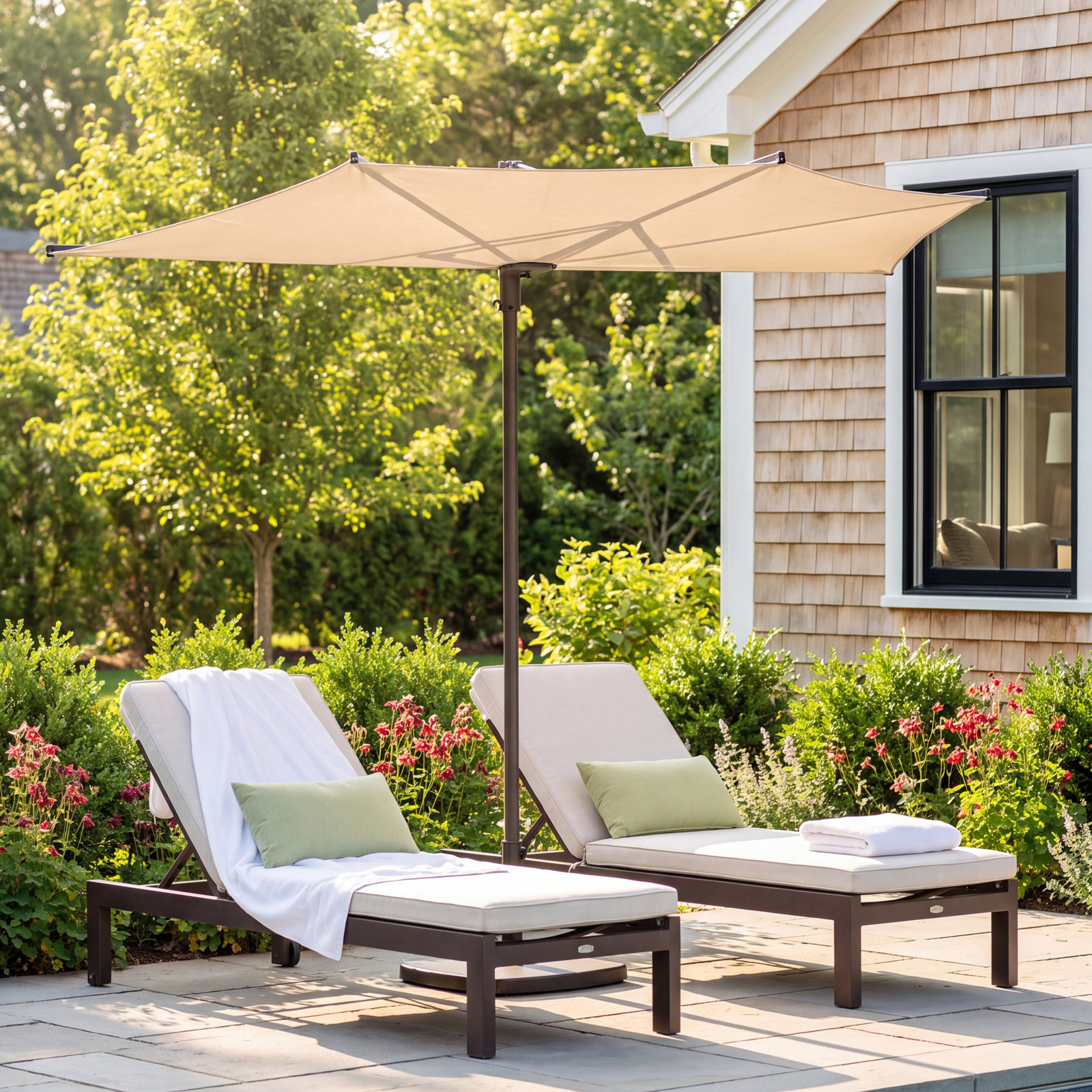 Ellen 4.8' Market Umbrella, Cream Performance