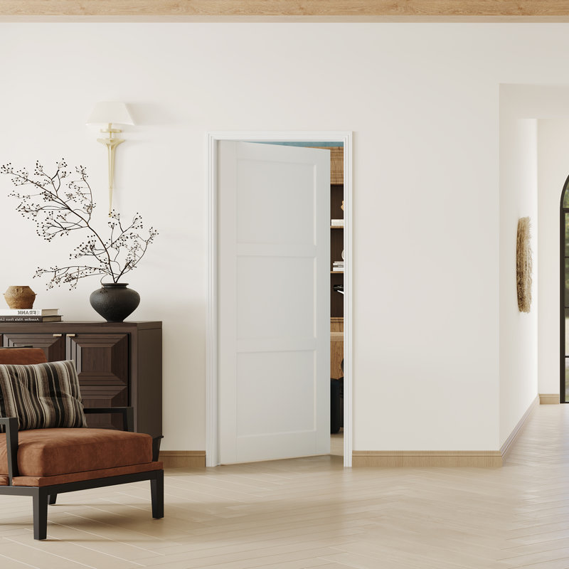 3 portes intérieures en bois massif Lite - Panneaux de porte en panneau de fibres à densité moyenne blancs pré-montés avec cadre et trousse de quincaillerie (porte et cadre livrés séparément)