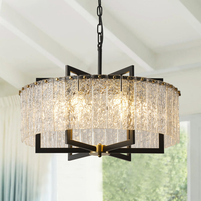 Luminaire suspendu à 6 lumières 25 pouces en verre industriel à intensité variable
