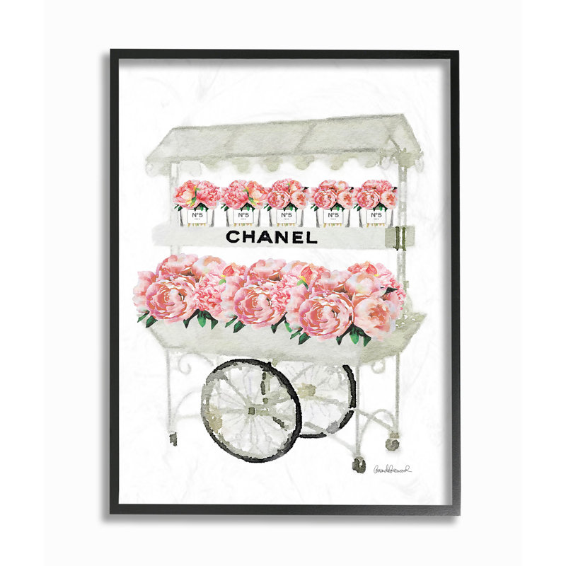 Présentoir à fleurs tendance-imprimé de publicités, H 20 po x l 16 po, Giclée encadrée noir minuit