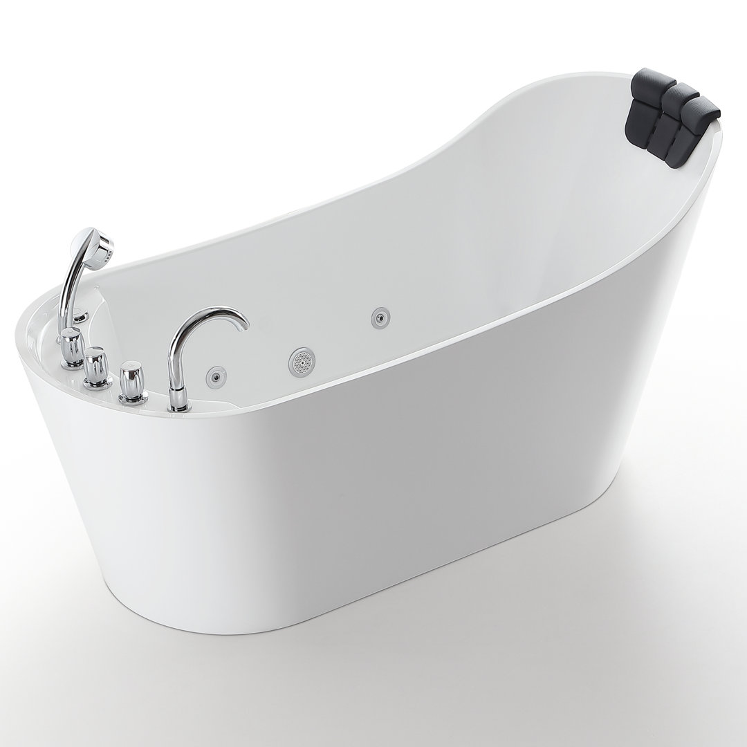 67'' x 29.5'' Freestanding Whirlpool Plastic / Acrylic Bathtub with Faucet Empava
