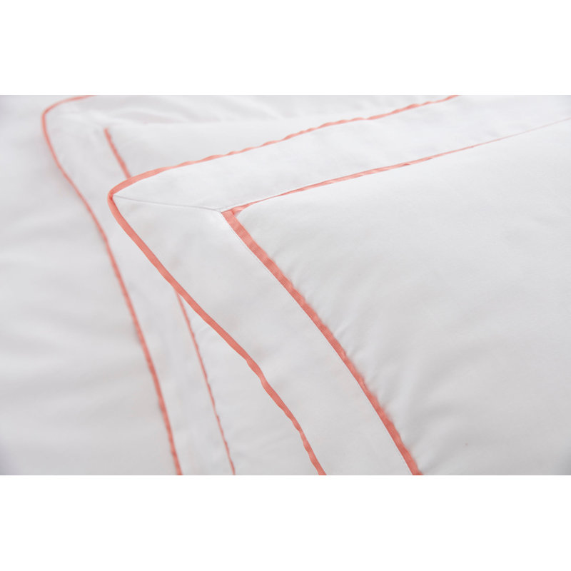 400TC Tape Edge Collection Cotton Solid Colour Duvet Cover Set, Kingsize Duvet Cover Set + 2 Standard Pillowcases, Coral