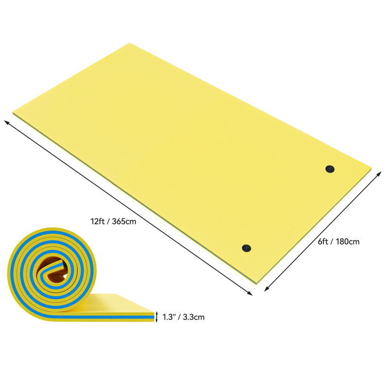 Tapis flottant 9 pi x 6 pi Balconera, H 1,4 po x l 144 po x P 70 po, Jaune