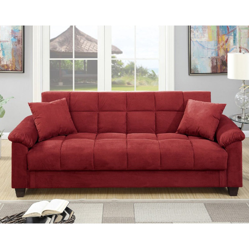 Amanie 84'' Upholstered Sleeper, Red