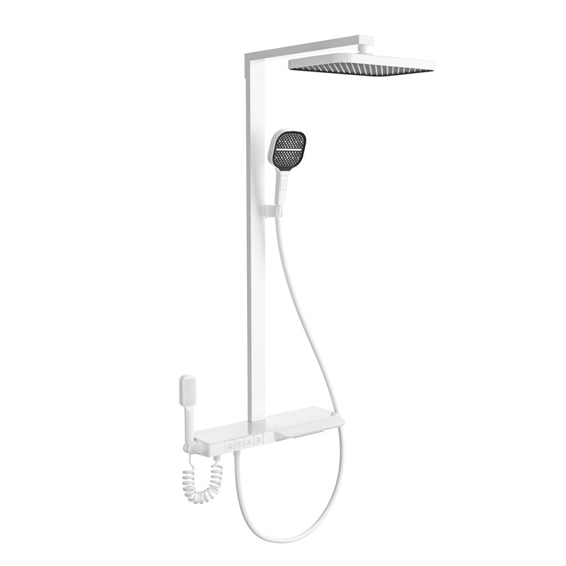 4-Functiom Shower Faucet System Set with Handheld Spray (Rough-in Value Included), White