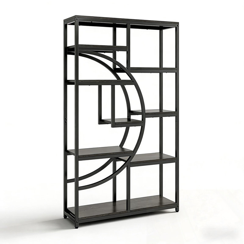 Metal Frame Hudock with open storage, Black+ Gray