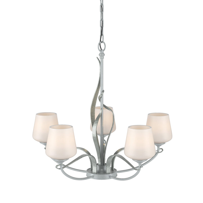 Flora 5 - Light Candle Style Classic / Traditional Chandelier, Vintage Platinum, Opal