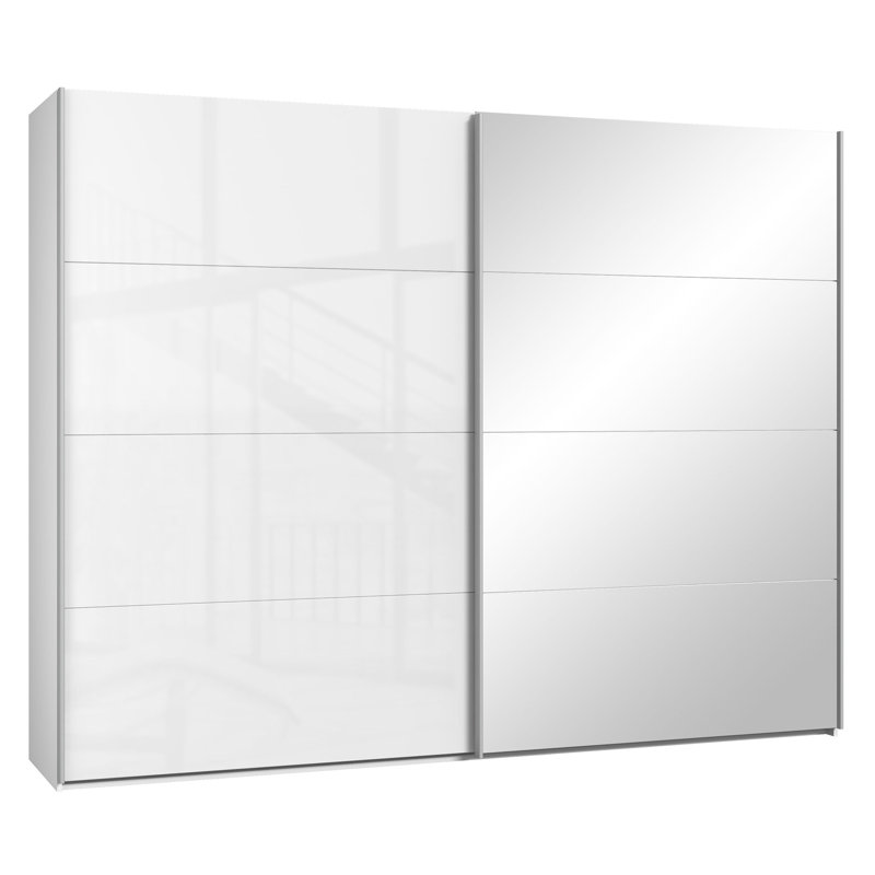 Carmelita 2 Door Wardrobe, White/Silver