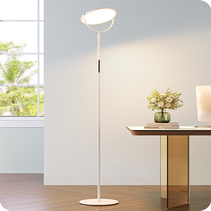 Delvontae 193cm Torchiere Floor Lamp, White
