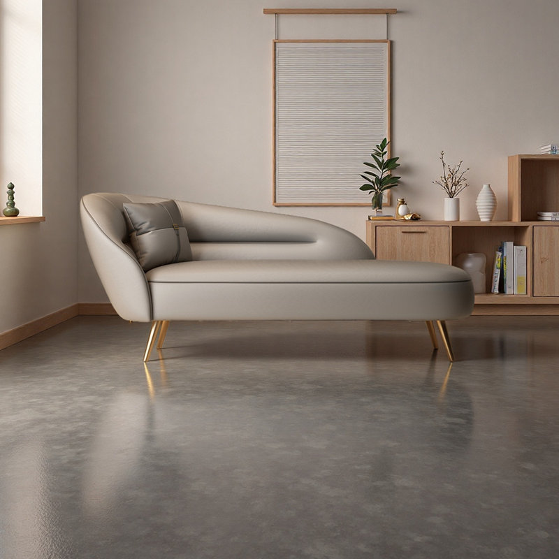 Chaise longue en similicuir Modern Simplicity, Left Hand Facing, Grey